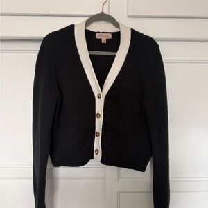 Philosophy Black and Cream Button-Up Cardigan